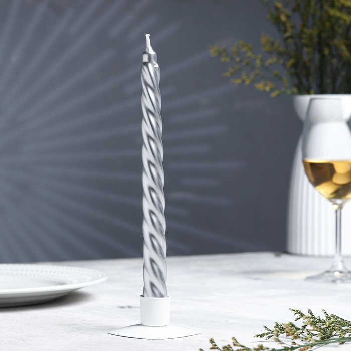 Свечи витые лакированные № 40, 2,2×23 см, серебряный металлик
Свечи витые лакированные № 40, 2,2×23 см, серебряный металлик
