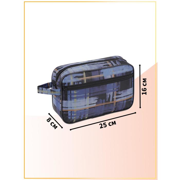 фото Косметичка дорожная, отдел на молнии, наружный карман, с подкладом, цвет синий бако текстиль