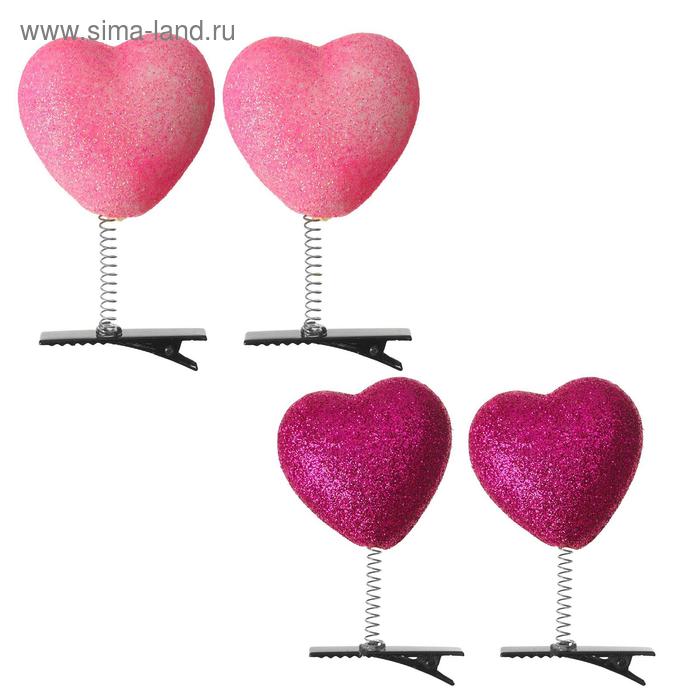 фото Карнавальный зажим «сердечко», блеск, цвета микс