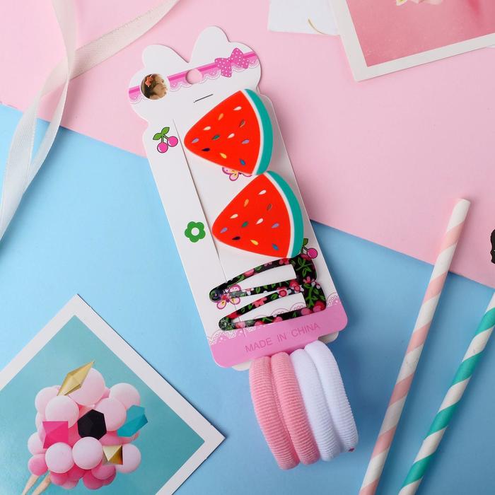 Набор для волос "Сочные фрукты" (4 резинки, 2 зажима, 2 невидимки) арбузик
Набор для волос "Сочные фрукты" (4 резинки, 2 зажима, 2 невидимки) арбузик