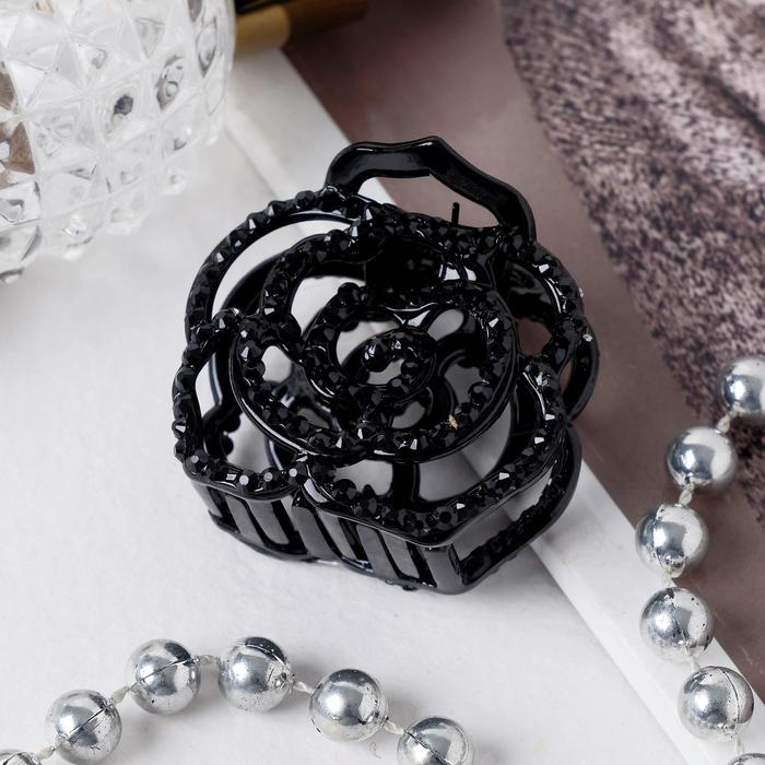 Краб для волос "Ночные грёзы" роза, 4 см, чёрный