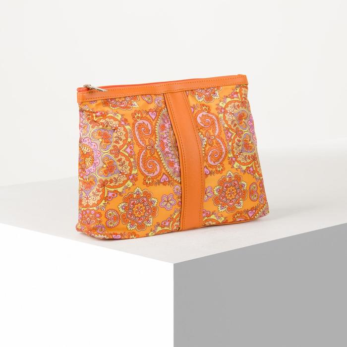 фото Косметичка дорожная, отдел на молнии, цвет оранжевый