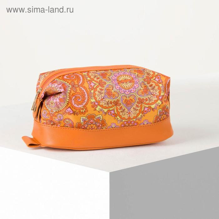 фото Косметичка дорожная, отдел на молнии, цвет оранжевый