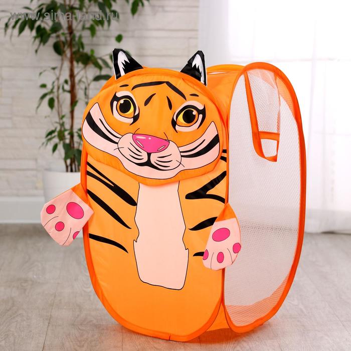 фото Корзина для игрушек раскладная с ручками и рисунком, полиэстер, 36×55×35 см, микс