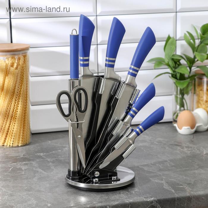 Набор ножей на подставке Omega: ножи лезвие 8 см, 12,5 см, 19,5 см, 20 см, 20, ножницы, мусат, цвет синий
Набор ножей на подставке Omega: ножи лезвие 8 см, 12,5 см, 19,5 см, 20 см, 20, ножницы, мусат, цвет синий