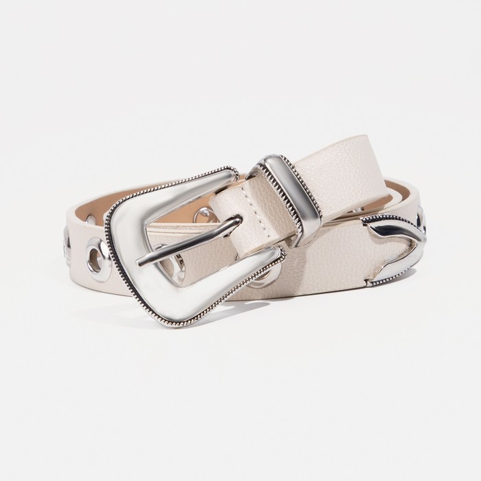 Ремень женский, ширина - 2,3 см, пряжка металл, люверсы, цвет бежевый
Ремень женский, ширина - 2,3 см, пряжка металл, люверсы, цвет бежевый