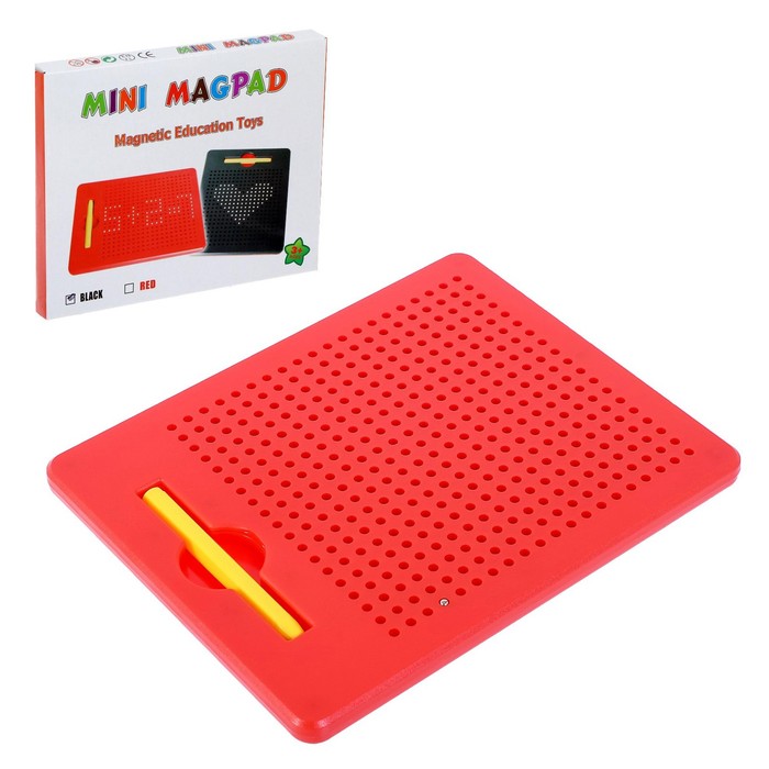 фото Планшет обучающий «магнитное рисование», 380 отверстий, цвет красный