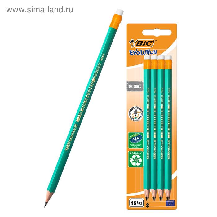 Карандаш чернографитный HB, BIC Evolution, c ластиком, зелёный корпус
Карандаш чернографитный HB, BIC Evolution, c ластиком, зелёный корпус