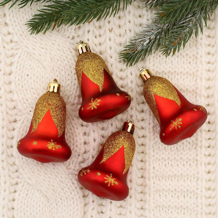 Украшение ёлочное "Колокольчики со снежинками" (набор 4 шт) 6х5х5,5 см, красно-золотой
Украшение ёлочное "Колокольчики со снежинками" (набор 4 шт) 6х5х5,5 см, красно-золотой