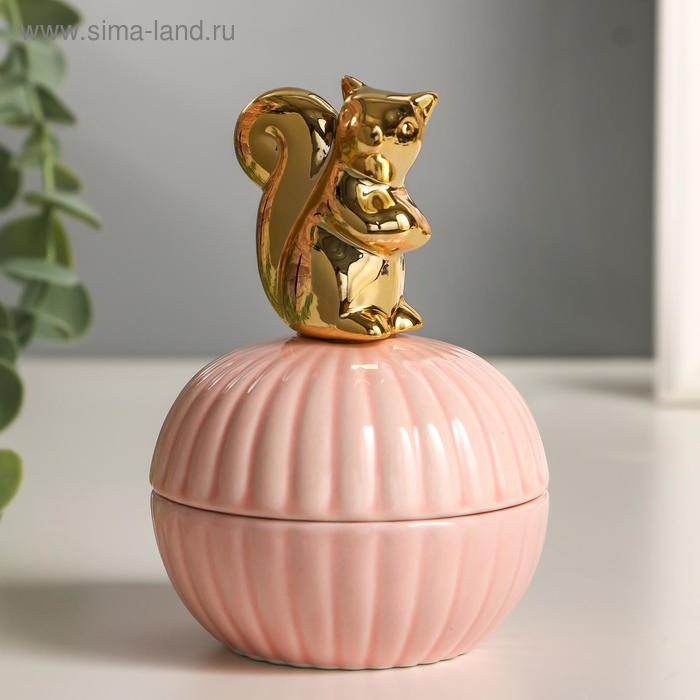 фото Шкатулка керамика "золотая белочка" 11х8х8 см