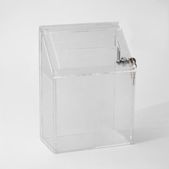 фото Ящик для сбора денег с врезным замком, 20*1,5*28 см, оргстекло 2мм, в защитной плёнке
