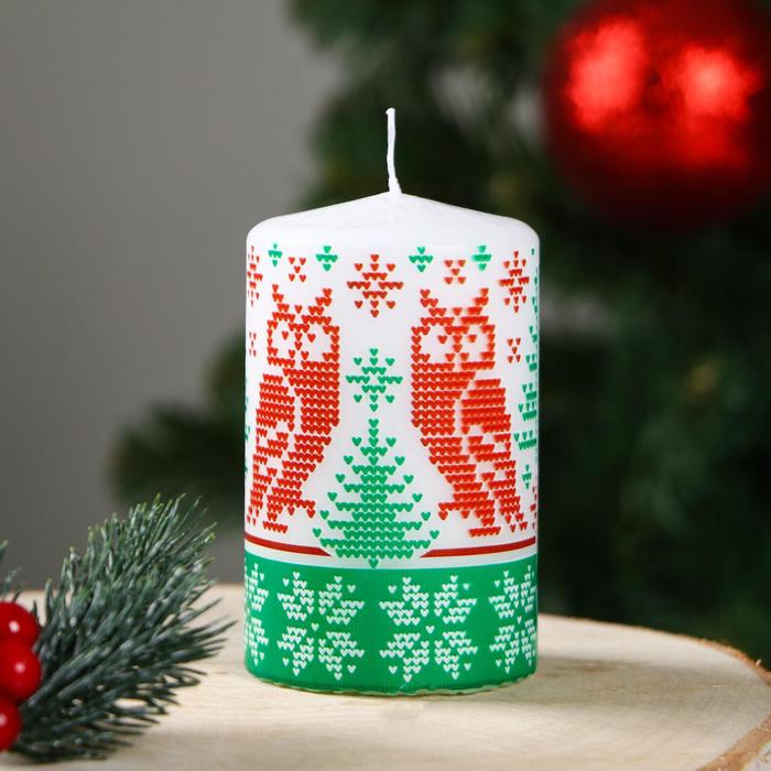 Свеча-цилиндр новогодняя "Скандинавские узоры. Совушка", 6х10 см, 30 ч, 227 г
Свеча-цилиндр новогодняя "Скандинавские узоры. Совушка", 6х10 см, 30 ч, 227 г