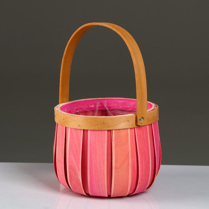 фото Корзина плетеная, секвойя, d16xh13/26 см, розовый
