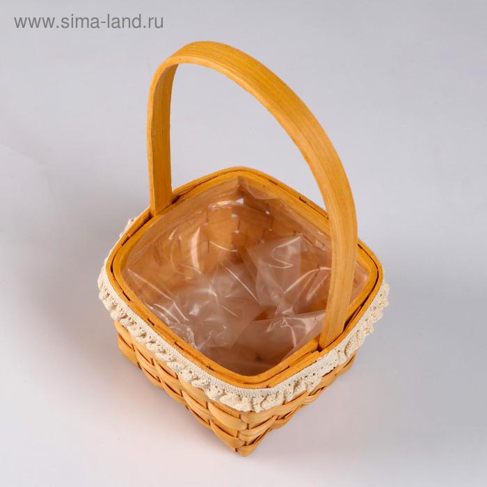 фото Корзина плетеная, секвойя, 12,5х12,5хн8/22 см, натуральный с окантовкой