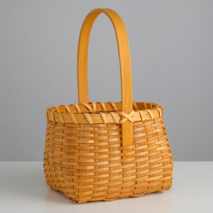 фото Корзина плетеная (ротанг), 19х14,5х13/28 см, натуральный