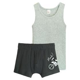Комплект для мальчиков из майки и трусов, рост 140 см, цвет серый меланж, тёмно-серый 
Комплект для мальчиков из майки и трусов, рост 140 см, цвет серый меланж, тёмно-серый
