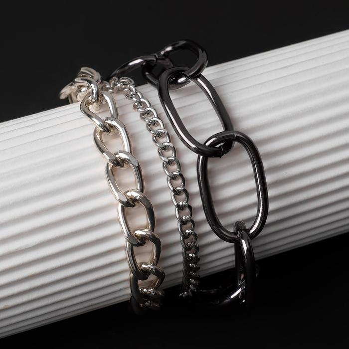 Браслет "Цепь" крупные звенья, многоярусный, цвет серебро в сером металле, L=18см
Браслет "Цепь" крупные звенья, многоярусный, цвет серебро в сером металле, L=18см