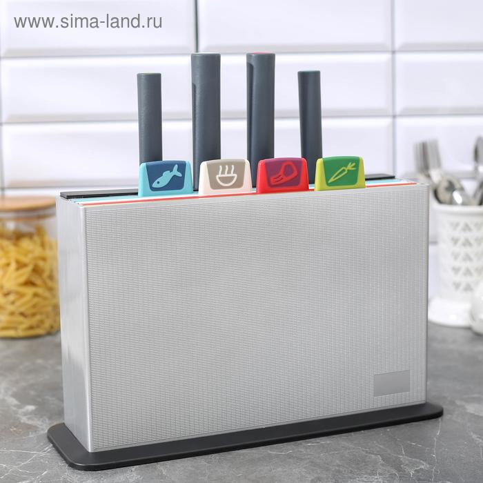 Набор кухонный «Компактный», 4 ножа, 4 доски на подставке, цвет серый
Набор кухонный «Компактный», 4 ножа, 4 доски на подставке, цвет серый