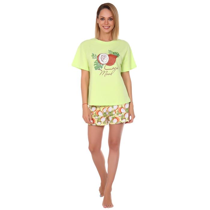 фото Костюм (футболка, шорты) женский «кокос» цвет жёлтый, размер 44 ирис-трикотаж