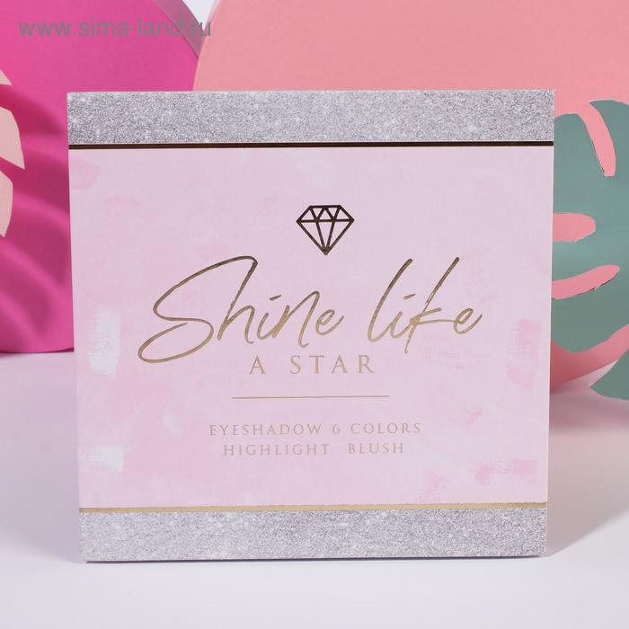 Палетка SHINE LIFE: тени (6 цветов), румяна, хайлайтер 
Палетка SHINE LIFE: тени (6 цветов), румяна, хайлайтер