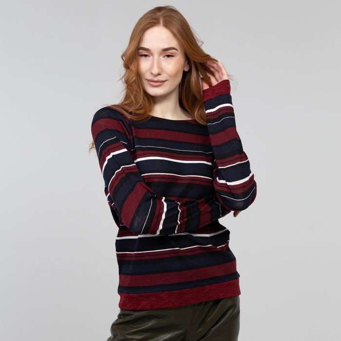 Лонгслив женский, цвет бордовый/полосы, размер 46 (M) 
Лонгслив женский, цвет бордовый/полосы, размер 46 (M)