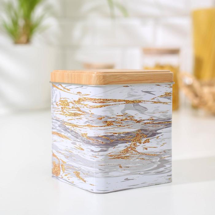 Банка для сыпучих продуктов «Золотой мрамор», 1,2 л, 12×10×10 см, цвет белый 
Банка для сыпучих продуктов «Золотой мрамор», 1,2 л, 12×10×10 см, цвет белый