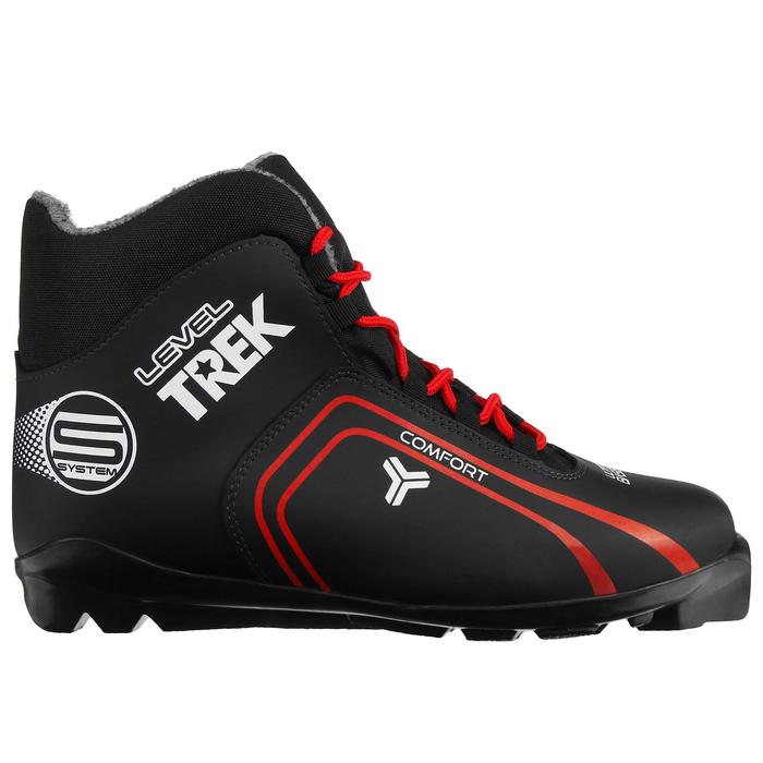 фото Ботинки лыжные trek level 2 sns, цвет чёрный, лого красный, размер 43