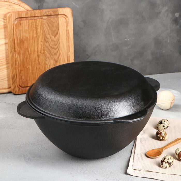 фото Казан чугунный, с крышкой-сковородой, 5,5 л, 300х170 мм lahn