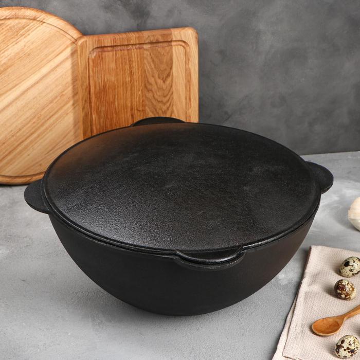 фото Казан чугунный, с крышкой-сковородой, 10 л, 360х170 мм lahn