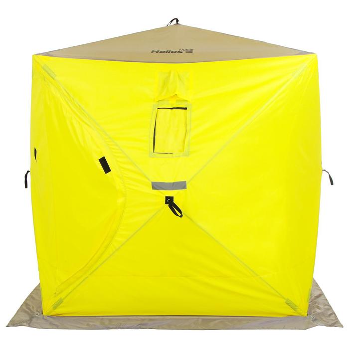 фото Палатка зимняя helios «куб» 1,8 × 1,8 м, цвет yellow/gray
