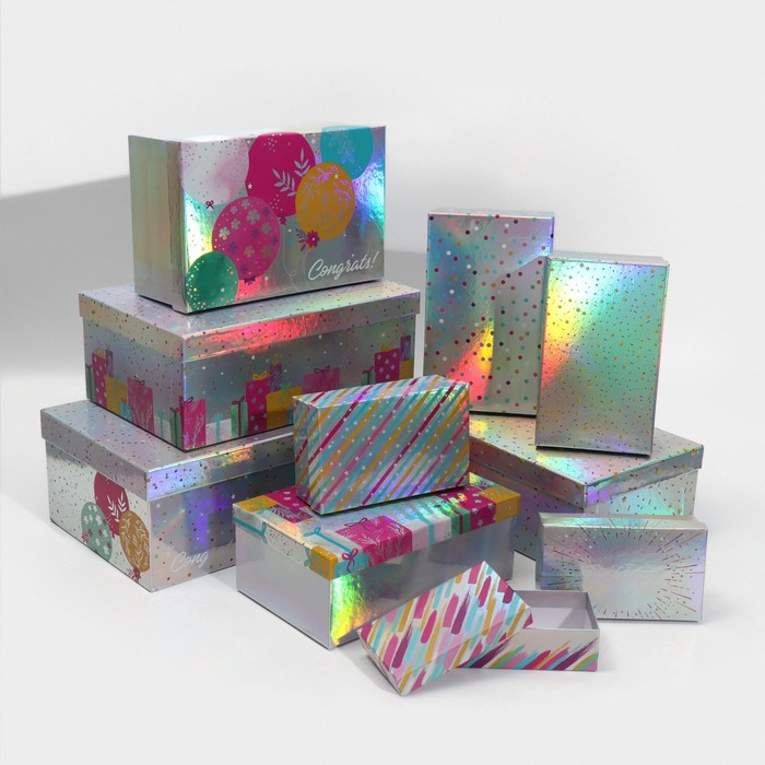 Набор иридисцентных коробок 10 в 1 «С Днем Рождения», 12 × 7 × 4 - 32.5 × 20 × 12.5 см
Набор иридисцентных коробок 10 в 1 «С Днем Рождения», 12 × 7 × 4 - 32.5 × 20 × 12.5 см