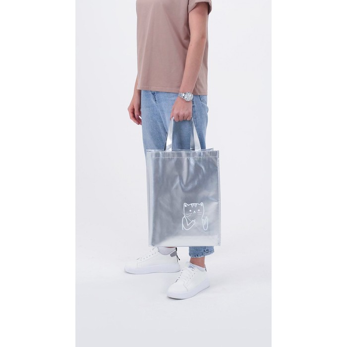 Сумка из спанбонда Cat без молнии, без подкладки, цвет серебристый 
Сумка из спанбонда Cat без молнии, без подкладки, цвет серебристый