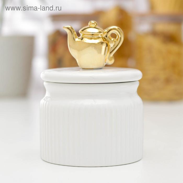 фото Банка для сыпучих продуктов «золотой чайник», 10×14 см