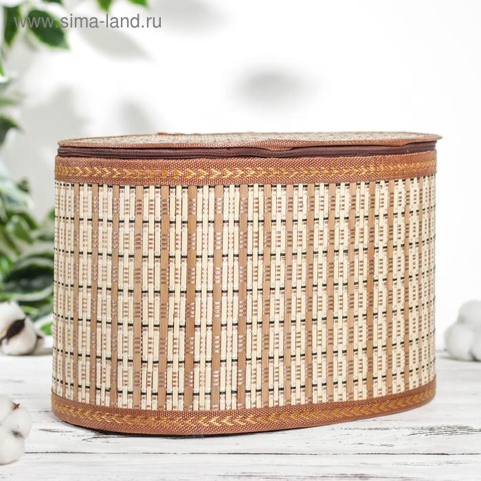 фото Корзина для хранения с крышкой, 30×20×19 см, бамбук, цвет светло-коричневый