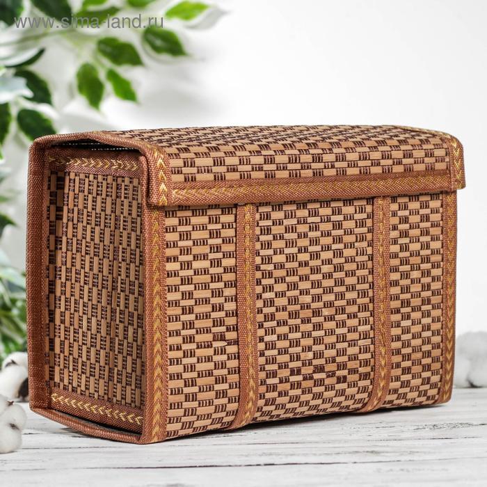 фото Корзина для хранения с крышкой, 30×15×20 см, бамбук, цвет коричневый