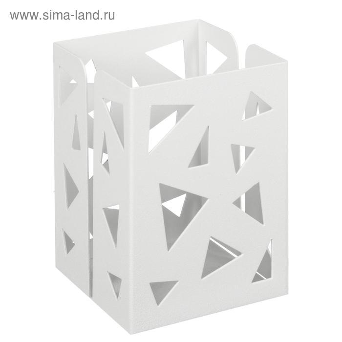 Стакан для пишущих принадлежностей, квадратный с узором, металлический, белый
Стакан для пишущих принадлежностей, квадратный с узором, металлический, белый