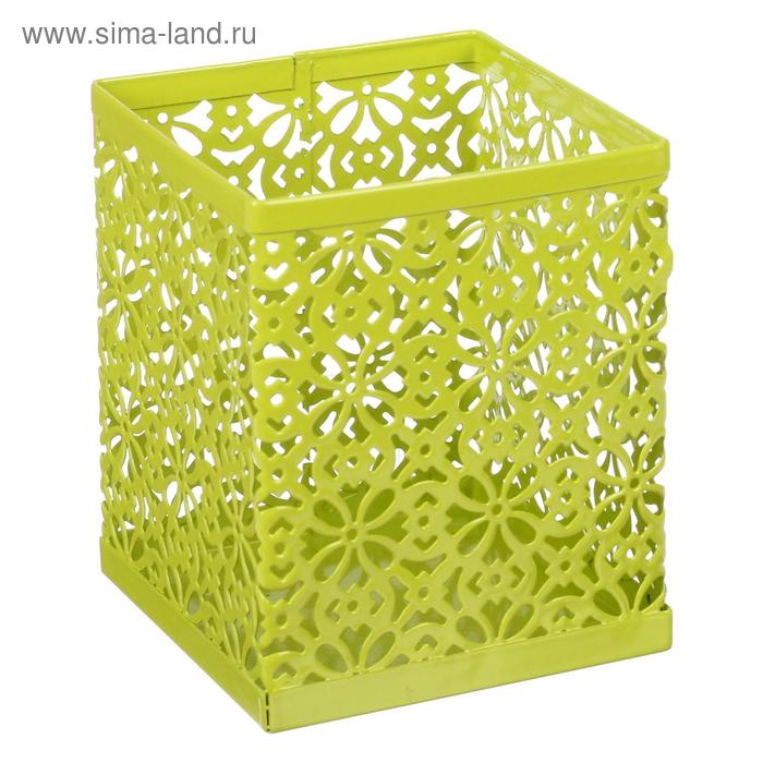 Стакан для пишущих принадлежностей, квадратный с узором, металлический, зелёный
Стакан для пишущих принадлежностей, квадратный с узором, металлический, зелёный