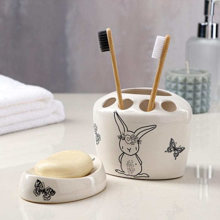 Набор для ванной "Зайцы", 2 предмета, белый, деколь микс
Набор для ванной "Зайцы", 2 предмета, белый, деколь микс
