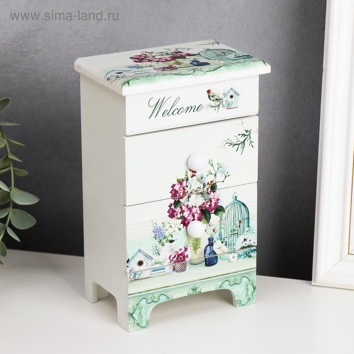 Шкатулка дерево комод 3 ящика "Птичьи трели и цветы" 18,5х11,5х7,5 см
Шкатулка дерево комод 3 ящика "Птичьи трели и цветы" 18,5х11,5х7,5 см