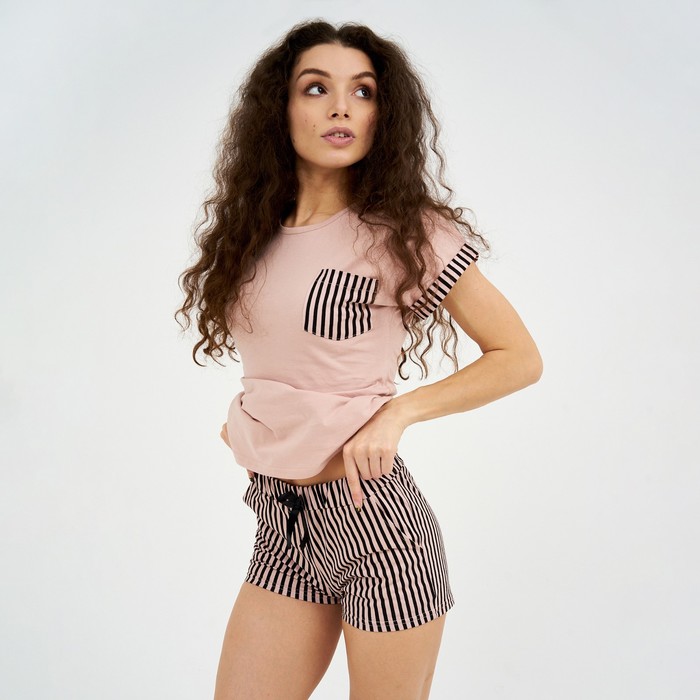 Костюм женский (футболка, шорты), цвет бежевый, размер 44
Костюм женский (футболка, шорты), цвет бежевый, размер 44