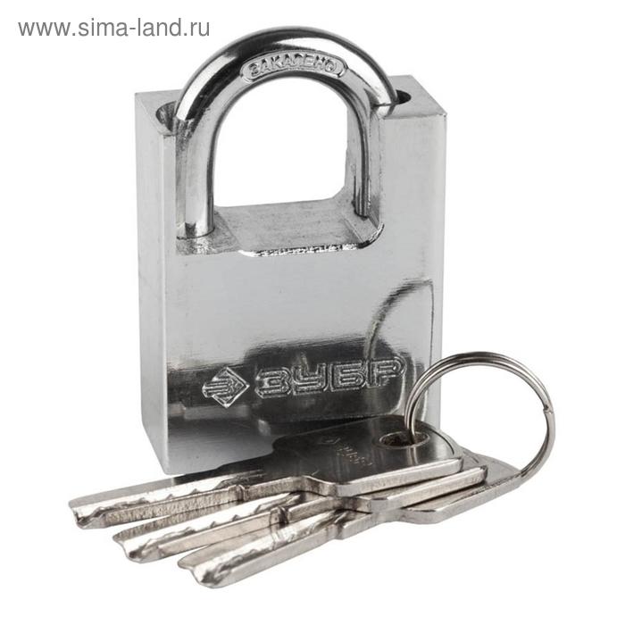 фото Замок "зубр эксперт" навесной, стальной корпус, закаленная дужка, с доп. защитой, 40 мм