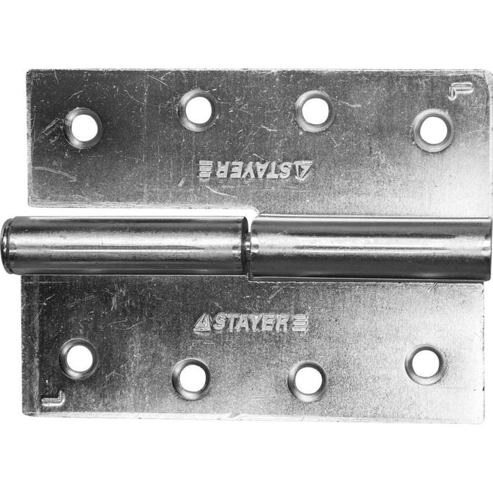 фото Петля дверная stayer master разъемная, цвет белый цинк, левая, 100 мм