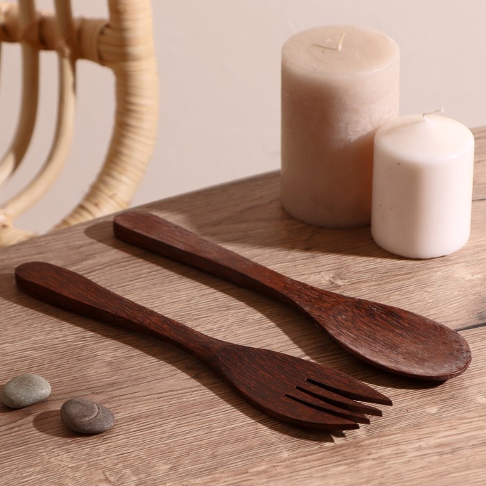 фото Набор вилка и ложка из кокоса "морти" 25 см