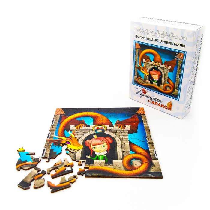 Фигурный деревянный пазл «Принцесса и Дракон»
Фигурный деревянный пазл «Принцесса и Дракон»