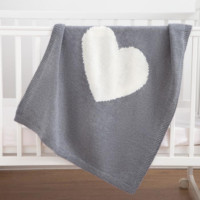 Плед вязаный Крошка Я «Сердце» цвет серый, 75х95 см
Плед вязаный Крошка Я «Сердце» цвет серый, 75х95 см