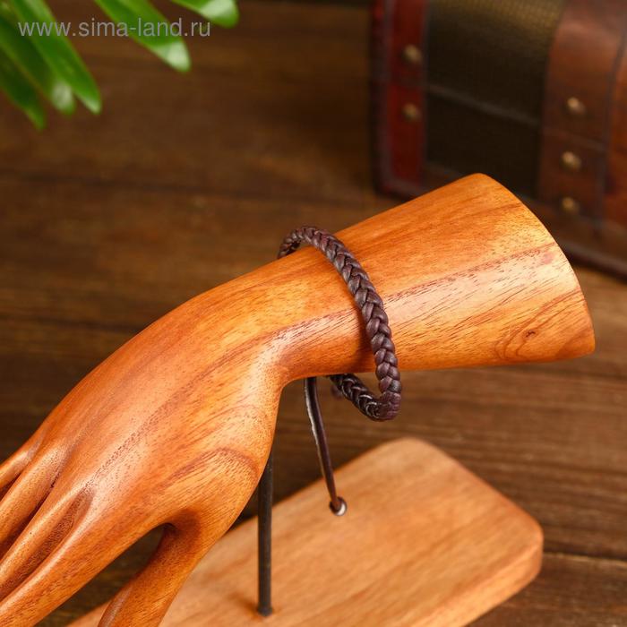 фото Браслет "макассар" искусственная кожа, тёмно-коричневый 14 см