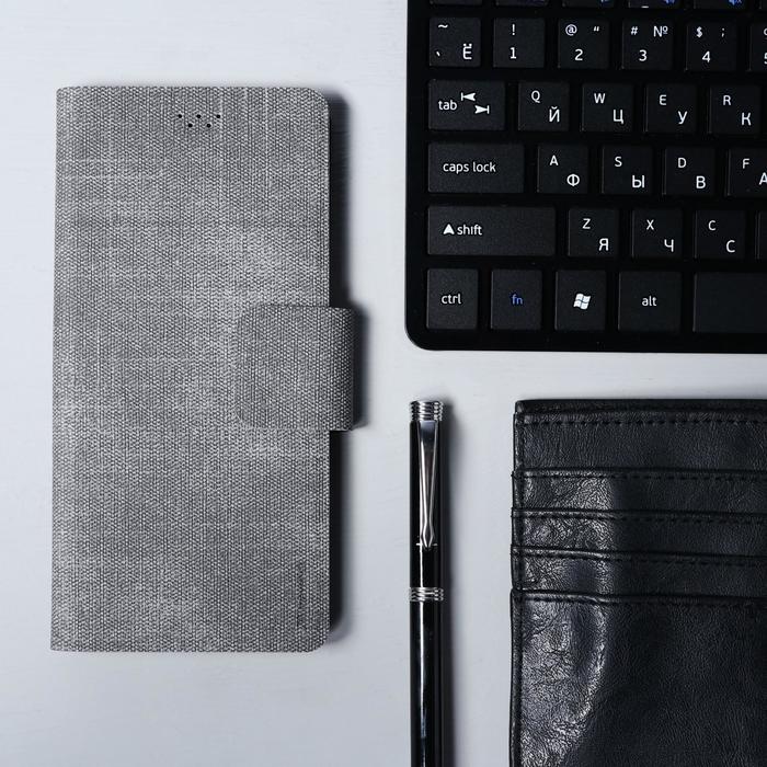 фото Чехол-книжка для телефона maverick slimcase, универсальный, 6-6.5", джинсовый, серый