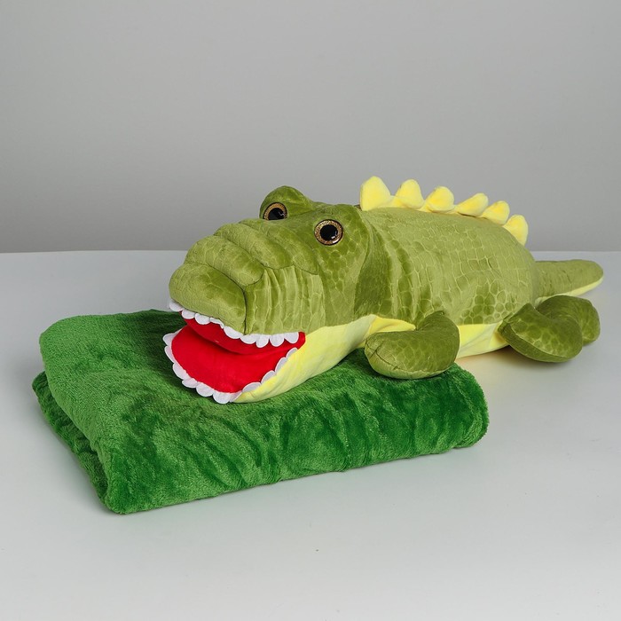 фото Мягкая игрушка «крокодил», с пледом, микс