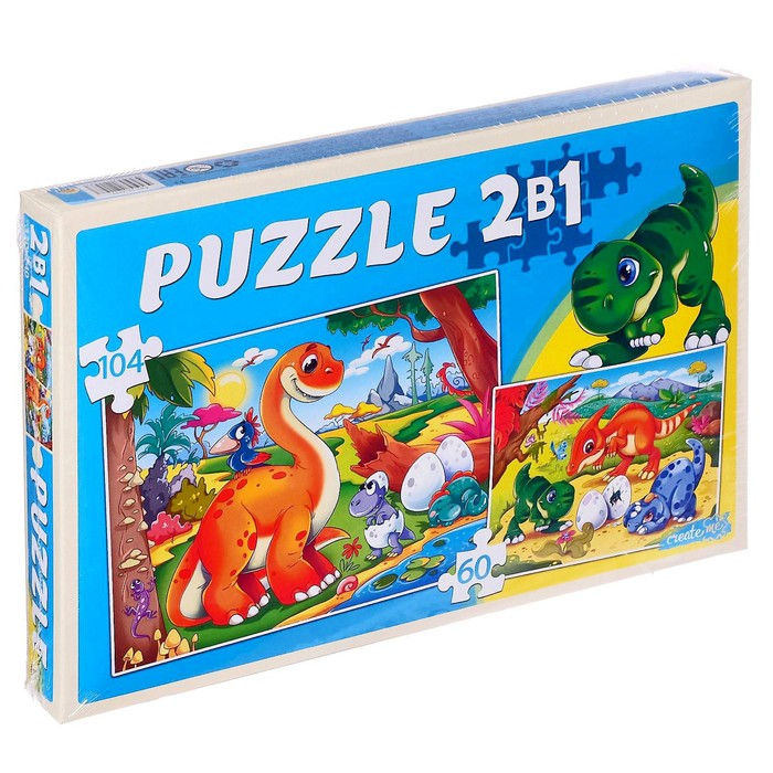 Пазлы 2 в 1 «Любимые динозаврики», 60 и 104 элемента
Пазлы 2 в 1 «Любимые динозаврики», 60 и 104 элемента