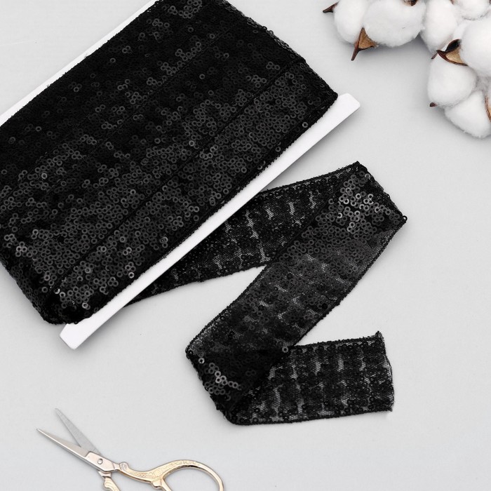 Лента декоративная с пайетками, 4 см, 9 ± 0,5 м, цвет чёрный
Лента декоративная с пайетками, 4 см, 9 ± 0,5 м, цвет чёрный